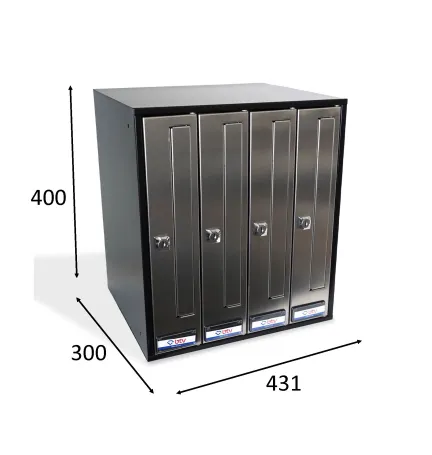 BUZON PRISMA FRONTAL G4 CUERPO NEGRO PUERTA INOXIDABLE BRILLO 400 x 349 x 300
